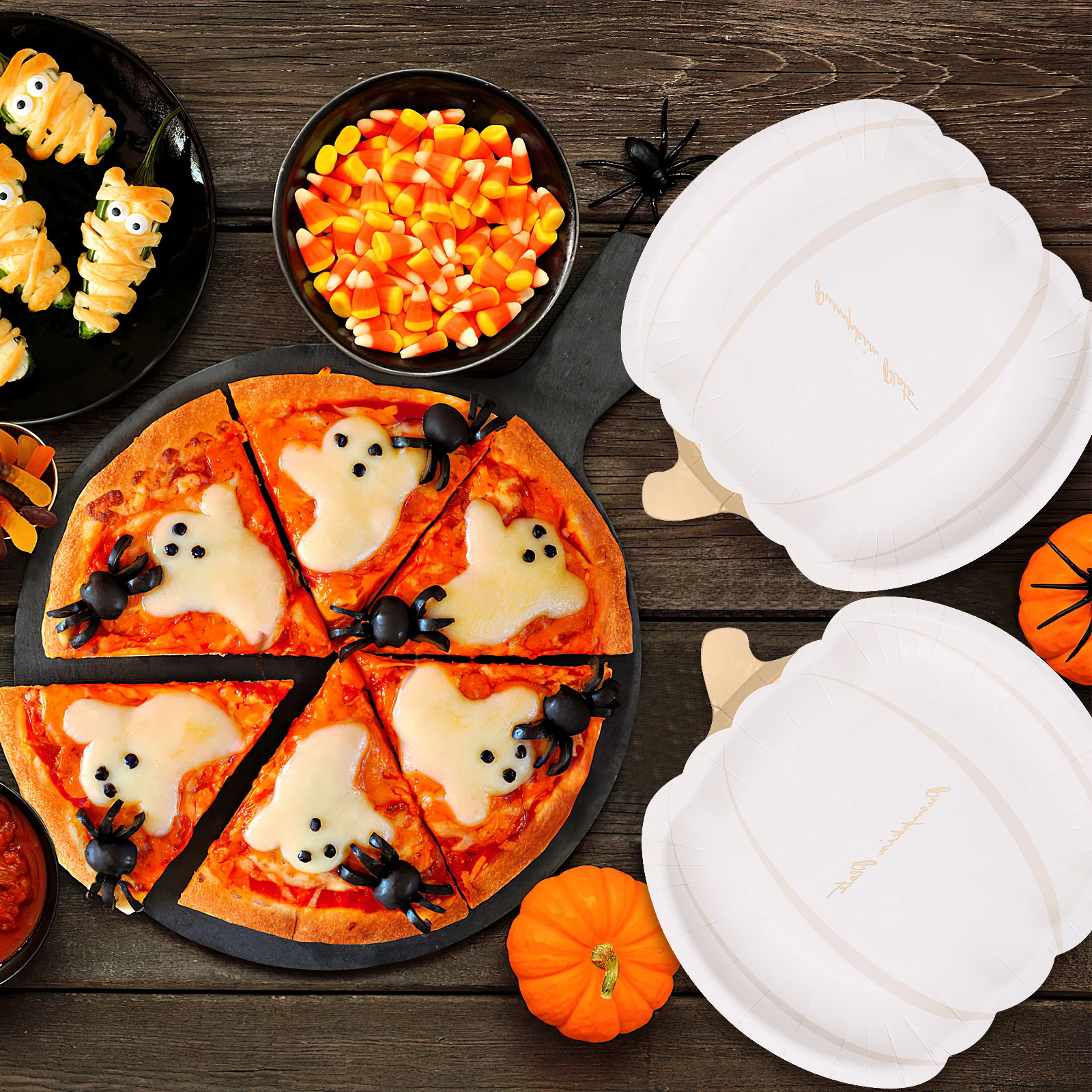 

20 Pcs Pumpkin Paper Pallet Shaped Fall Decoration Bowl Party Plates Dessert Harvest