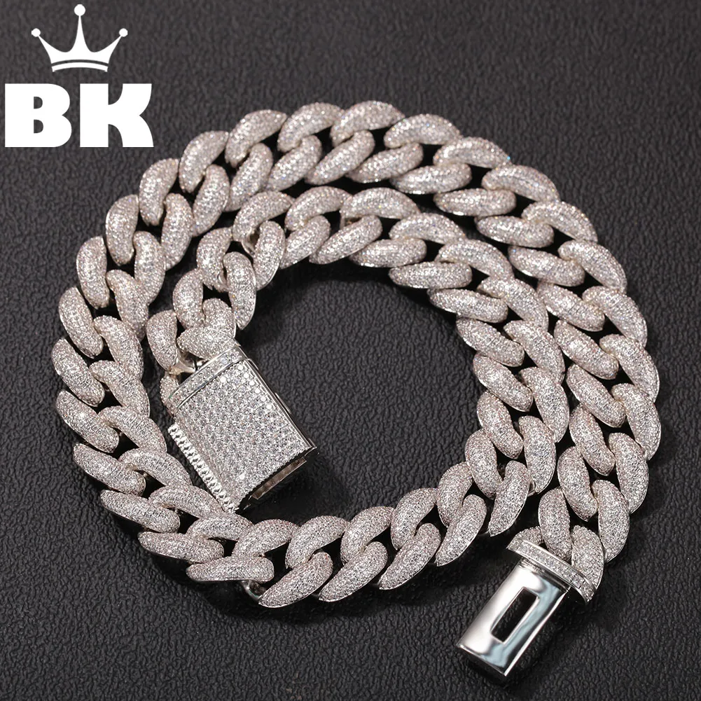 THE BLING KING 18mm Bubble Chain Necklace For Men Full Micro Paved Cubic Zirconia 3D Heavy Cuban Link Choker Punk HipHop Jewelry