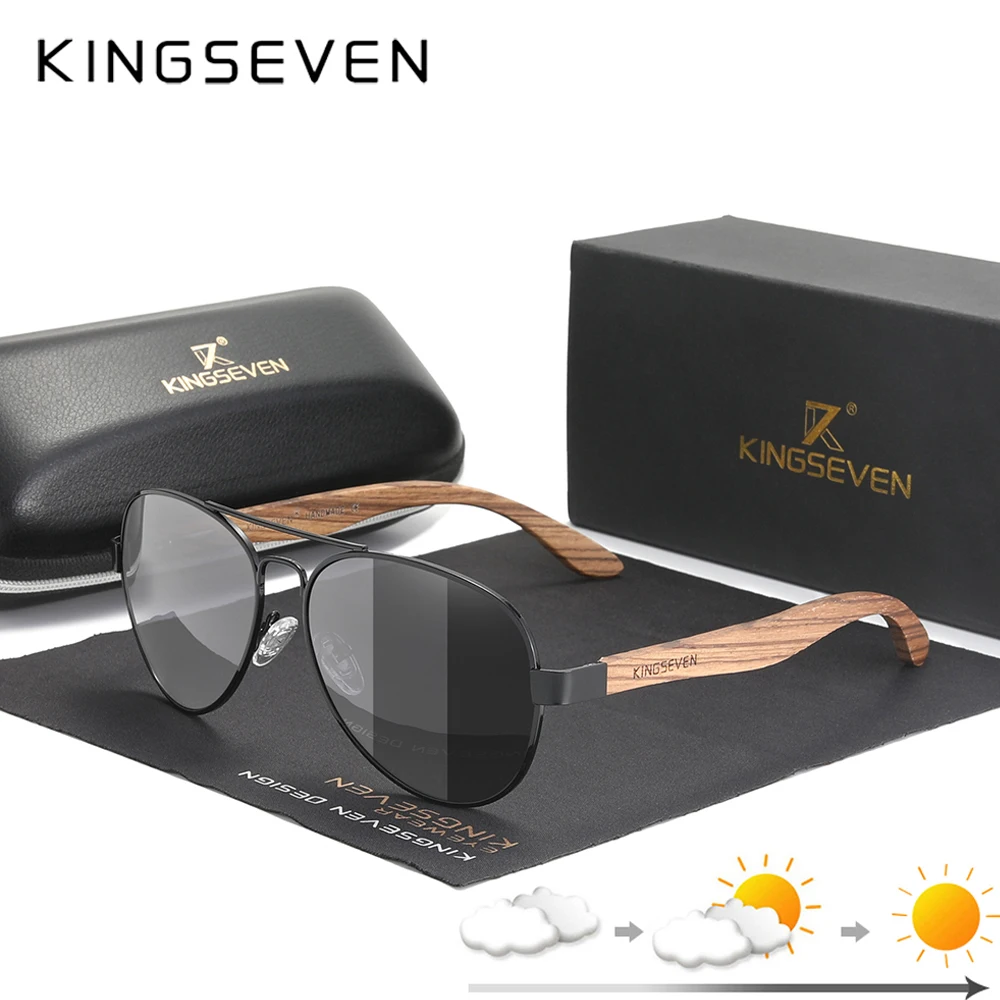 Мужские солнцезащ. Очки ручной работы KINGSEVEN, черно-красные солнцезащитные очки с фотохромными поляризованными зеркальными линзами класса защиты уф400, Z5518, лето