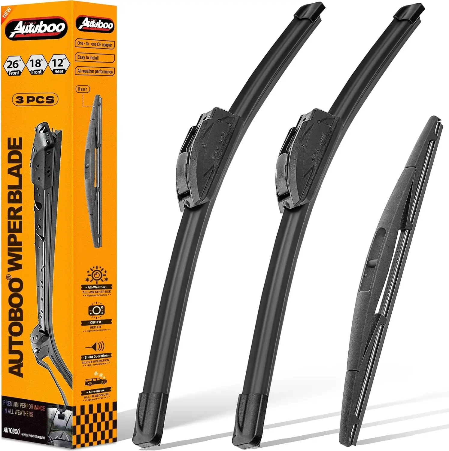 

26"+18"+12" Windshield Wiper Blades for Nissan Murano Infiniti QX50 Acura RDX 2017-2023, All-Season OEM Quality, Pack of 3