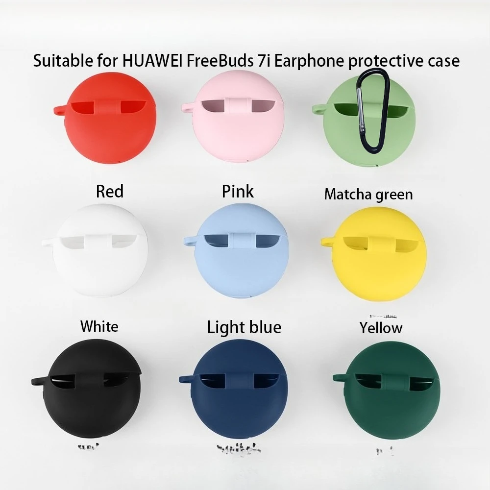 حافظة لهاتف هواوي FreeBuds 7i بلون سادة من السيليكون المقاوم للصدمات بلوتوث غطاء سماعة أذن لهاتف هواوي 7i صندوق سماعة الأذن Fundas