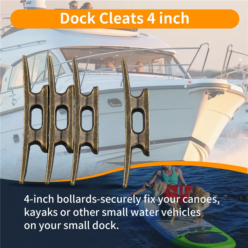 

Boat Dock Cleat 4 Inch For Mooring Boat Bronze Host Cast Iron Suitable For Nautical Beach Lake Maritime Decor-X67A
