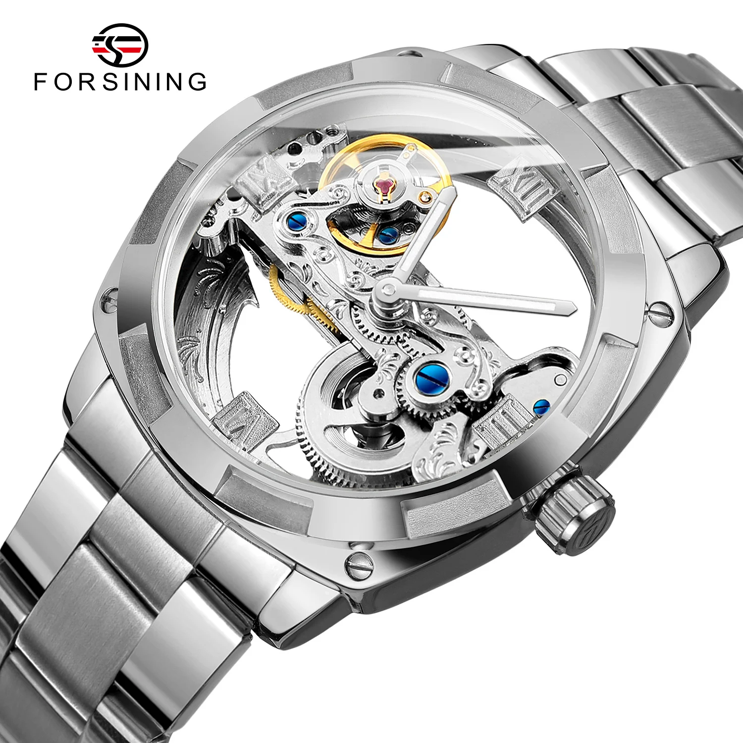 

2024Top Brand Luxury Stainless Steel Skeleton Tourbillon Automatic Movement Men Watch Mechanical Waterproof Luminous Wrist Clock