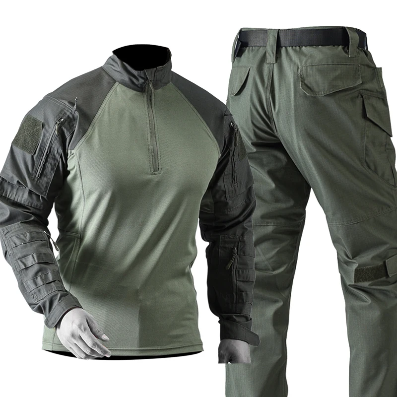 

Spring Autumn Men Tactical Military Camouflage Suits Outdoor Men Waterproof Windproof T Shirts + Pants Combat Uniform Sets
