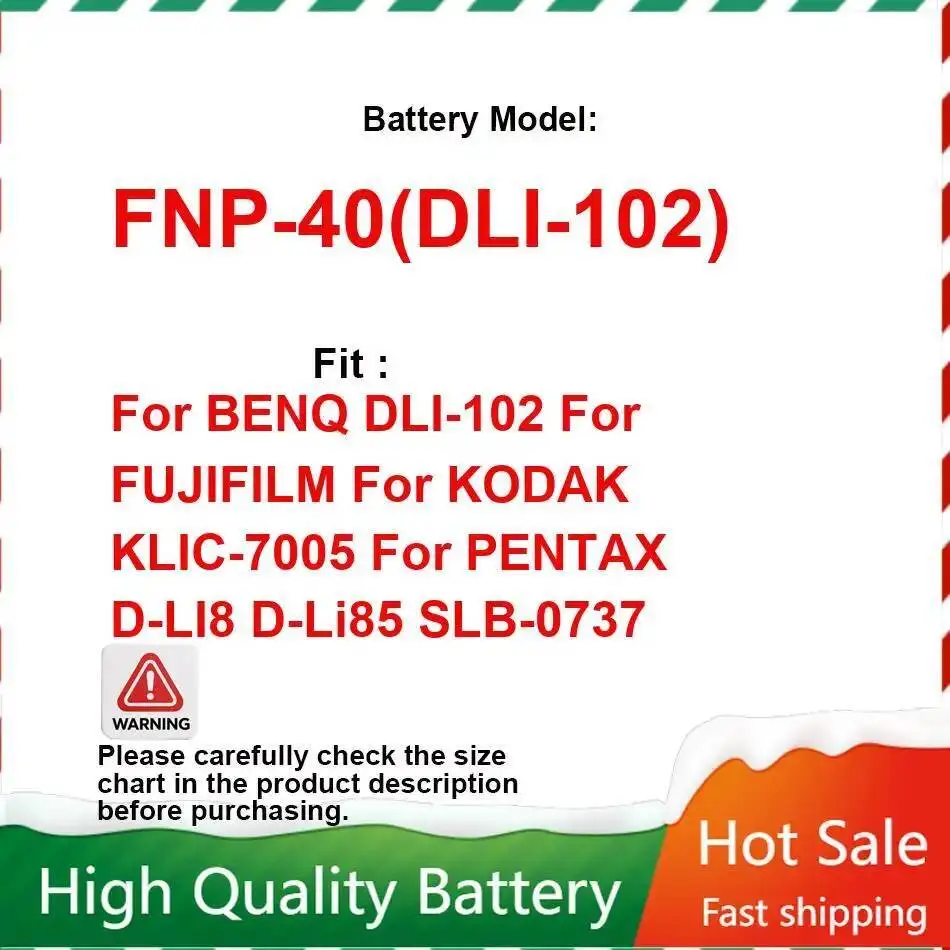 FNP-40 NP-40 NP40 Battery for Fuji F40iF455 F460 F470 F480 F601 F610 F650 F710 F710 F810 Z1 Z2 Z3 Z5 V10 J50 Batteries Warranty