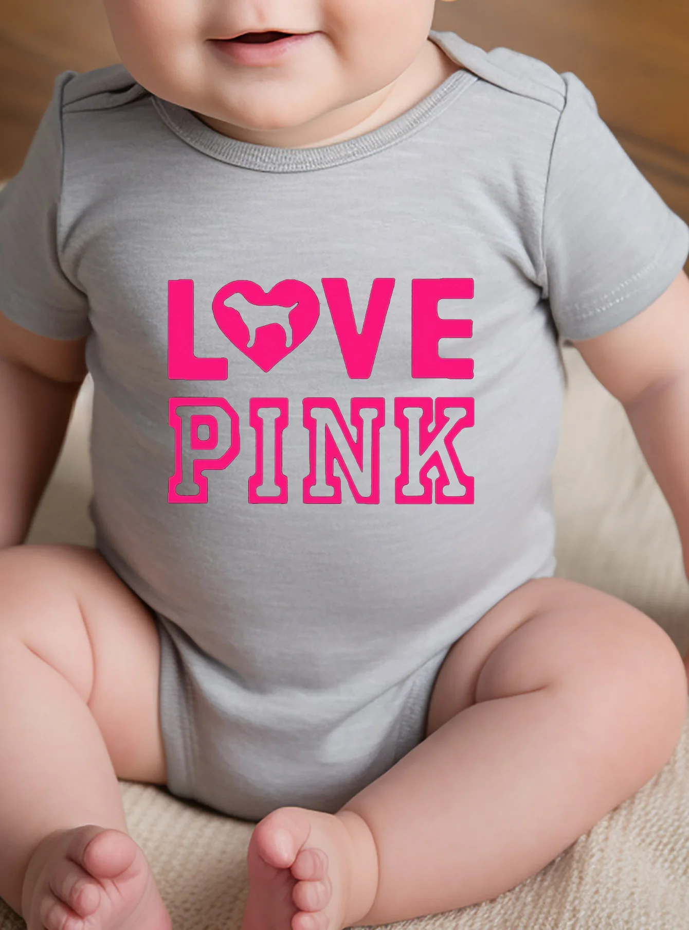 Baby Girl Boy Infant Toddler Trendy Fashion Love Pink Printing Bodysuit Newborn Clothes Rompers Jumpsuit High Quality