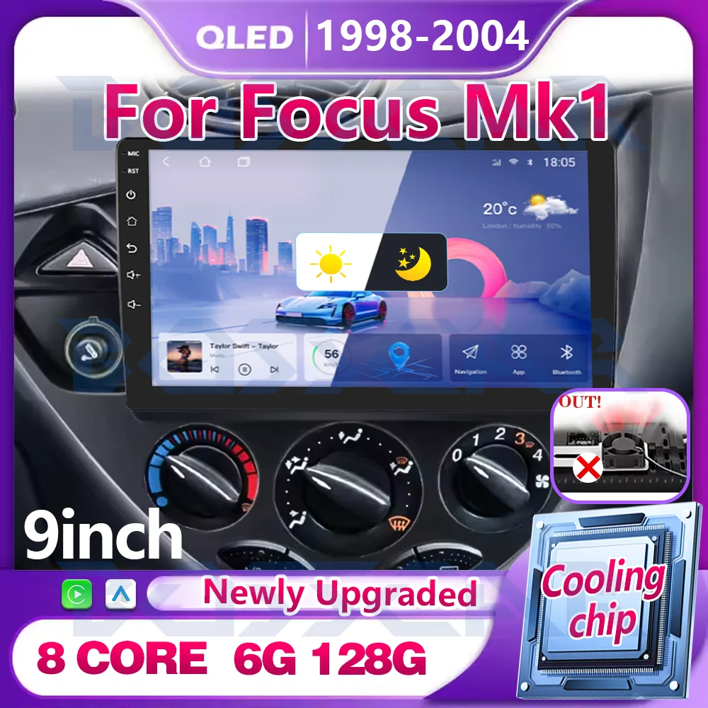 BOSSCAR Auto Radio Carplay Android Car Radio For Ford Fiesta 1995-2001 Focus Mk1 1998-2004 AI Voice GPS FM 2 din Autoradio