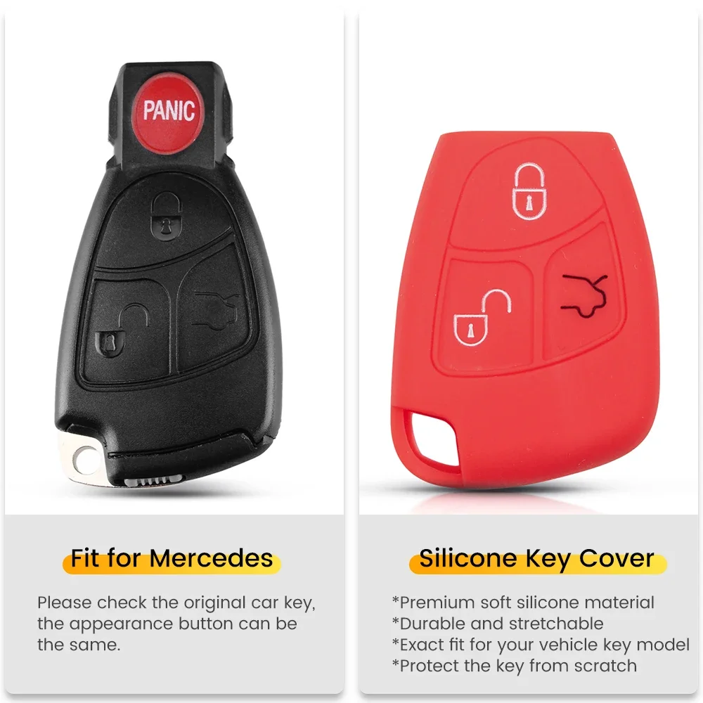 KEYYOU Silicone Key Case Protective Cover Skin For Mercedes-Benz B C E ML S CLK CL 3 Buttons Keyless Entry Fob Car Styling