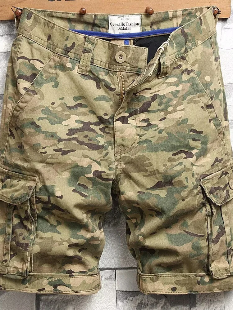 Summer Fashion Trend Printed Straight Tube American Retro Workwear Shorts For Men Loose Fit Sports Plus Size High-Quality Pants