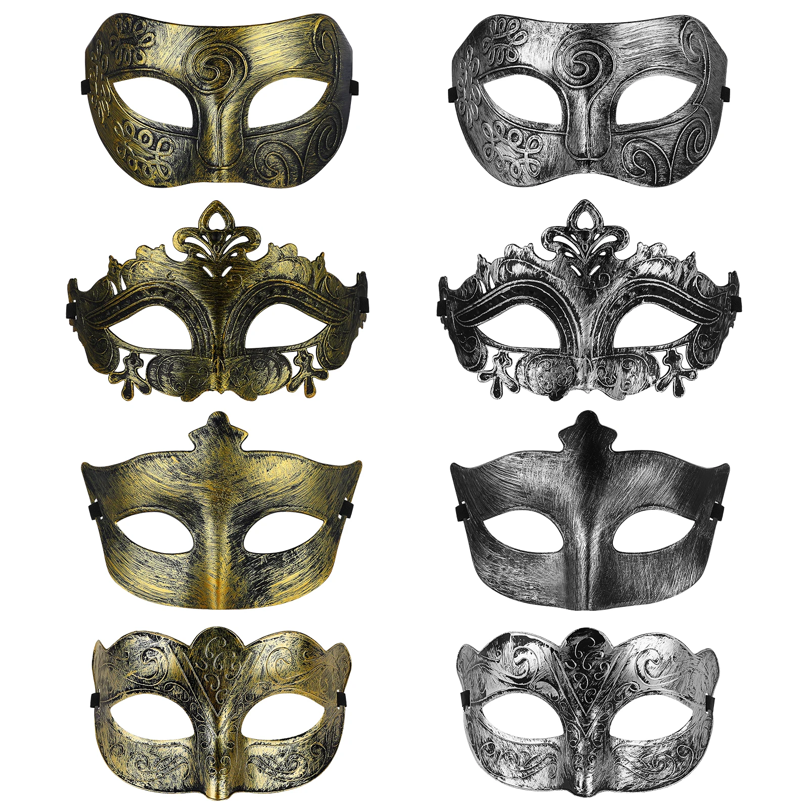 

8 Pcs Half-face Masks Carved Design Lightweight Comfortable Breathable Halloween Masquerade Party Costumes Accessories