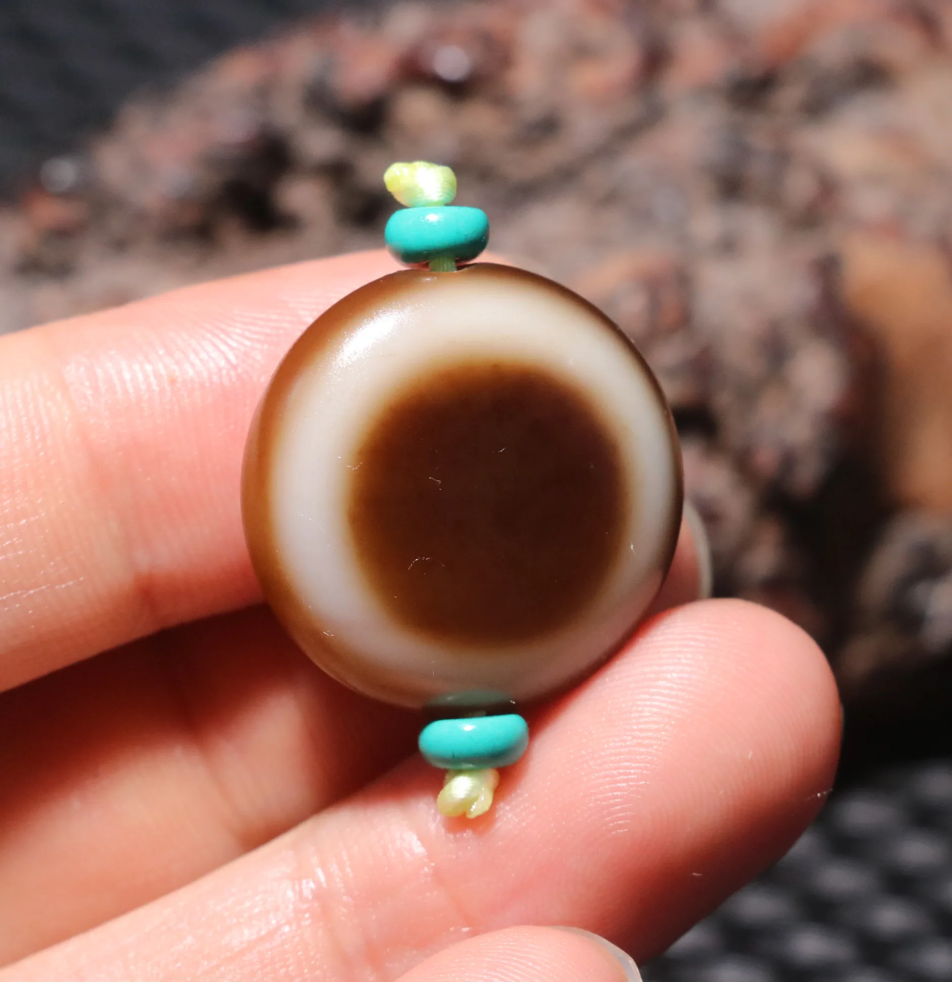 Ultra Energy Tibetan Old Agate Ivory Color Goat Heaven Eyed dZi Bead Amulet Pendant Ra Timestown Jewelry Gemstone