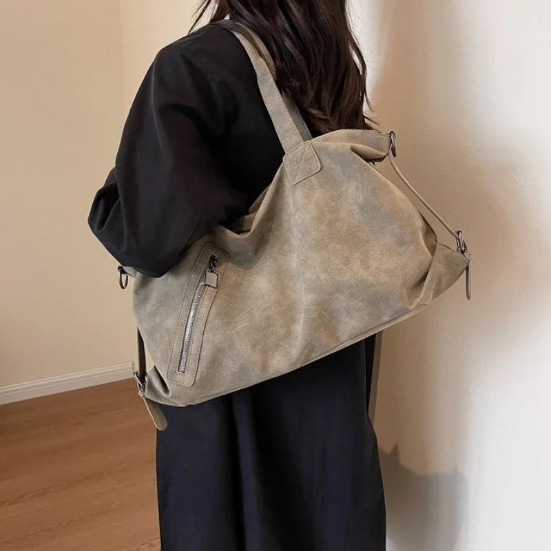 

Luxury Leather Tote Messenger Purse Shopper Bag Solid Color Large Capacity For Casual Commuter Women