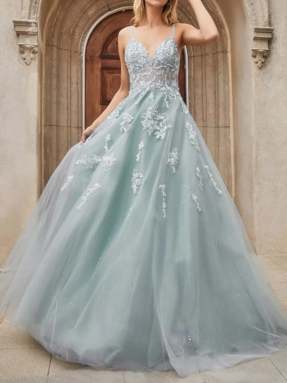 Блестящие тюлевые платья для выпускного вечера для подростков, кружевные аппликации, длинные бальные платья из бисера, бретельки, вечерние платья, простое свадебное платье