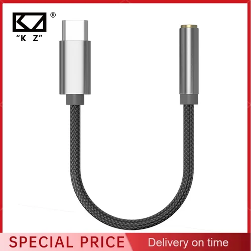 KZ AM01 Adaptador de Audio tipo C a 3,5mm, Cable de Audio de 32 bits/384kHz, amplificador Hi-Fi DAC + IC, Chip Dual para auriculares KZ Castor kilr