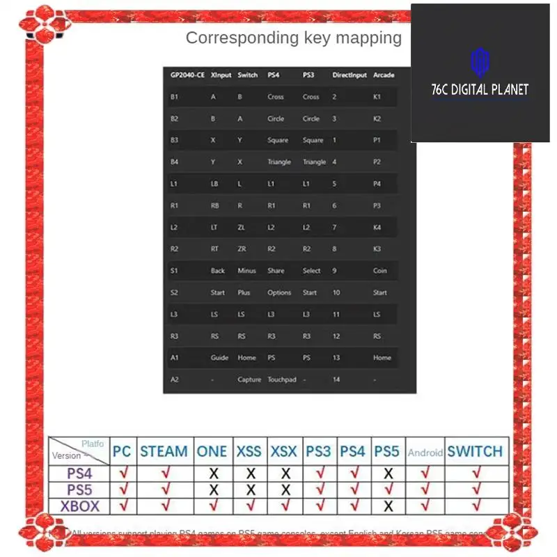 

DIY Controller Full Button Arcade Fighting Stick Game Controller Hitbox Style Joystick For PS4/PS5/PC/SWITCH/Android, C Parts