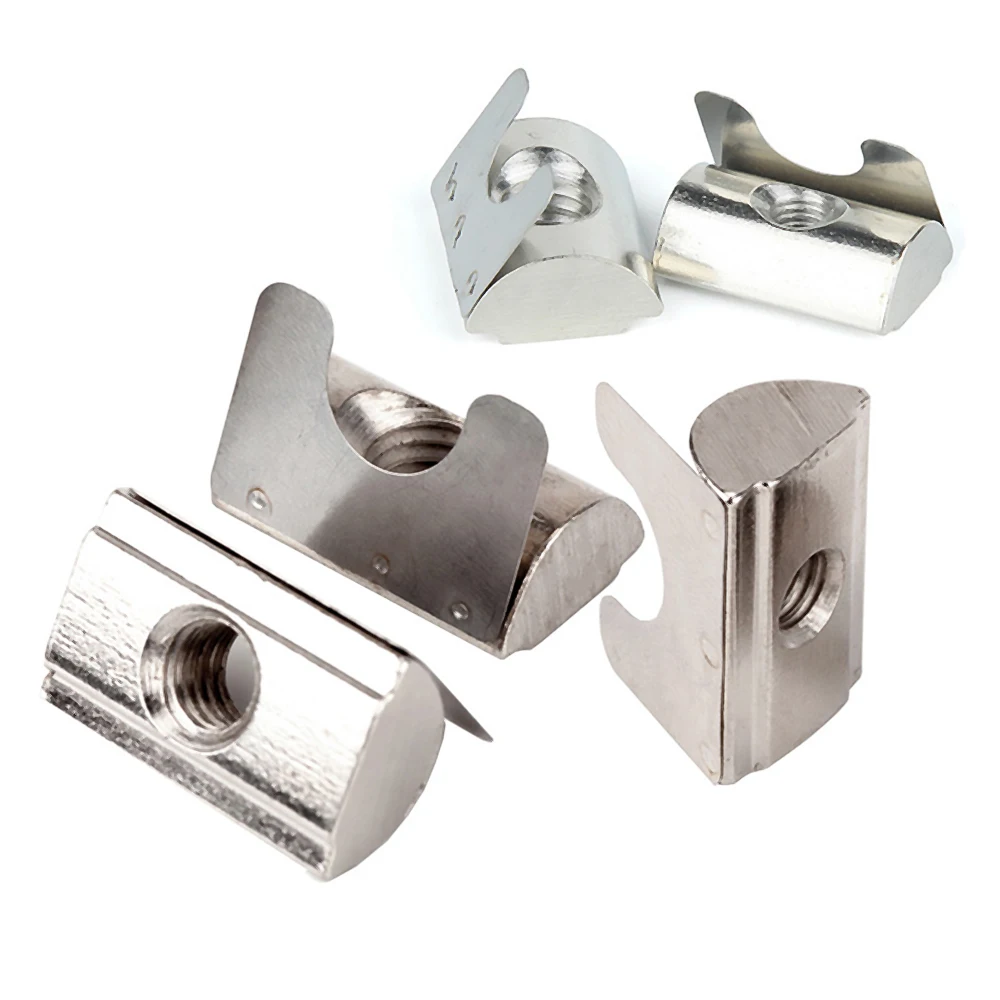 20/50Pcs/Lot M4 M5 M6 M8 Shrapnel Nut Block Drop in Sheet Spring Nuts for 2020 3030 4040 Aluminum Extrusion Profile
