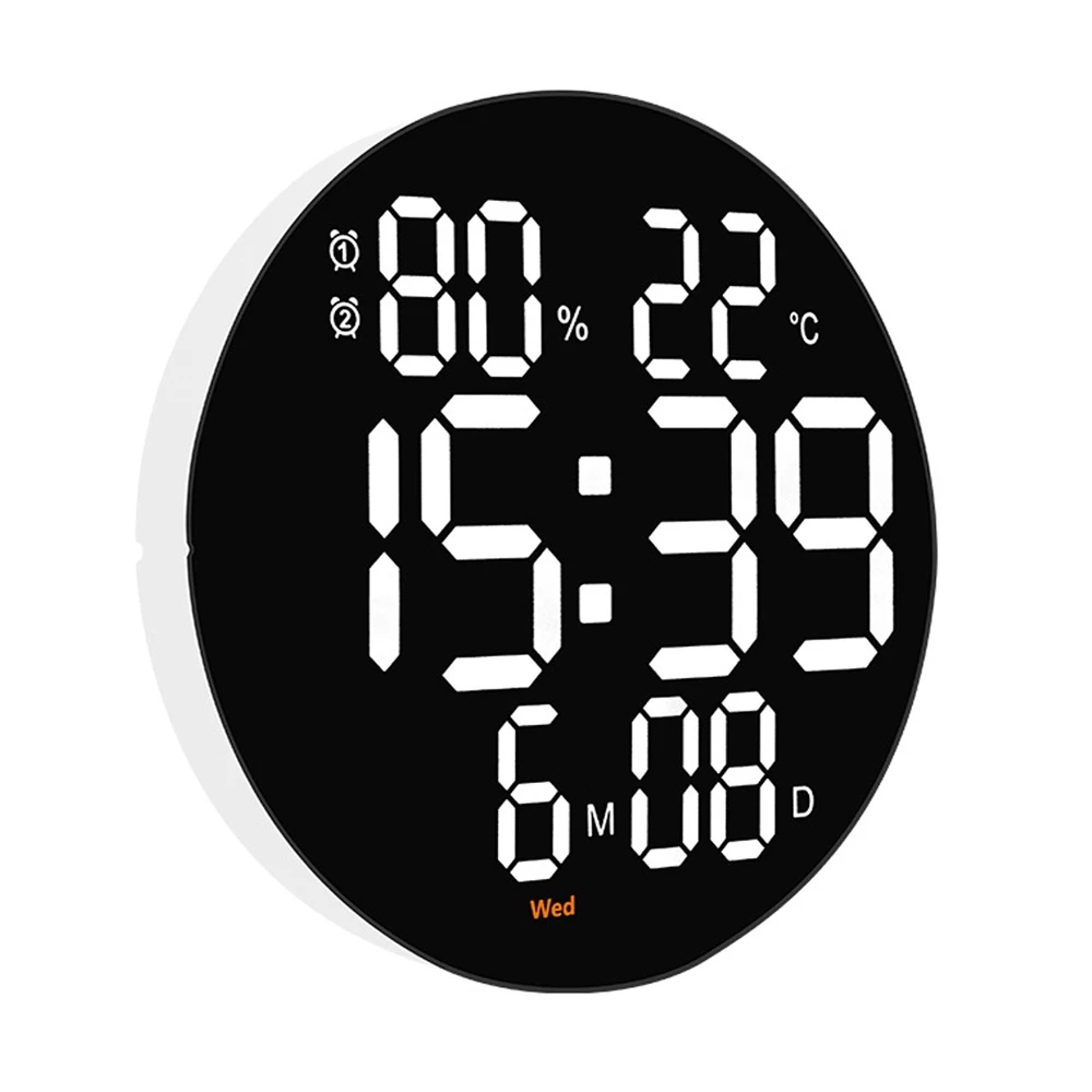 10 inch Digital Led Wall Clock Calendar with Alarms,Temperature Thermometer and Humidity Hygrometer.Home Living Room Decoration