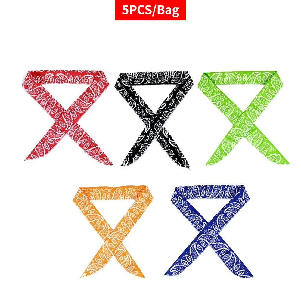 5Pcs Cool Scarf Neck Wrap Cooling Bandana Scarf Instant Cooling Outdoor Sports Headband Chill Ice Sports Towel Wristband