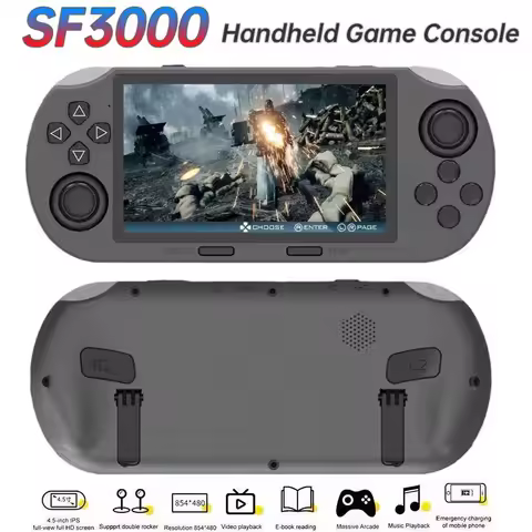 SF3000 Retro Pocket Game Console 4.5 Inch IPS Screen Handheld Gaming Players Built-in 20000+ Games Linux System for PS1/GBA/SFC