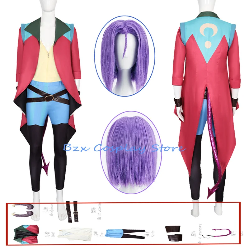 Costume Mollymauk Tealeaf Cosplay Anime The Mighty Nein, ensemble de perruque et accessoires, uniforme de jeu pour Halloween et Noël