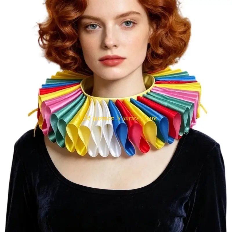 Q39C Pleated Collar Costume Accessory Detachable Neck Piece for Stage Show Styling, Party Looks, and Themed Photos