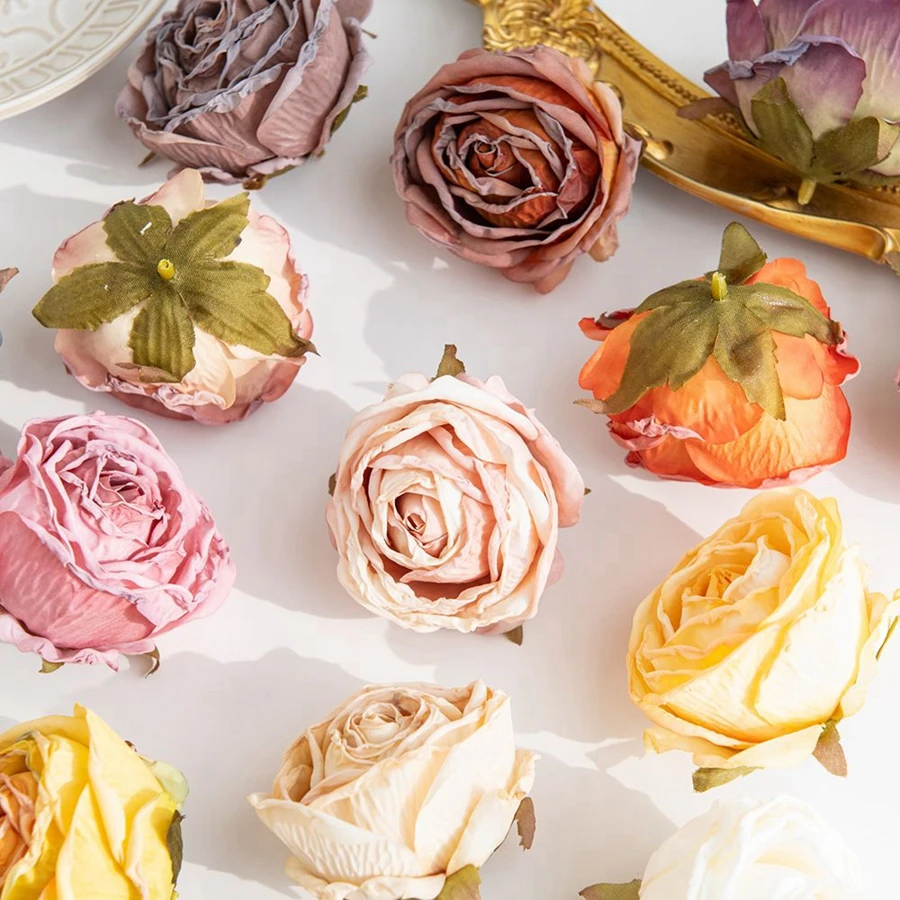 인공 꽃 불타오르는 가장자리 장미 웨딩 신부 부케 홈 꽃병 발렌타인데이 야외 정원 축제 파티 화환 DIY 장식