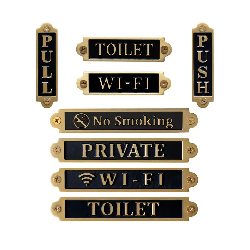 Brass Toilet Plate Brass Toliet Sign Brass Private Sign No Smoking Wifi Sign Plate Cafe Hotel Spa Store Studio Decoration