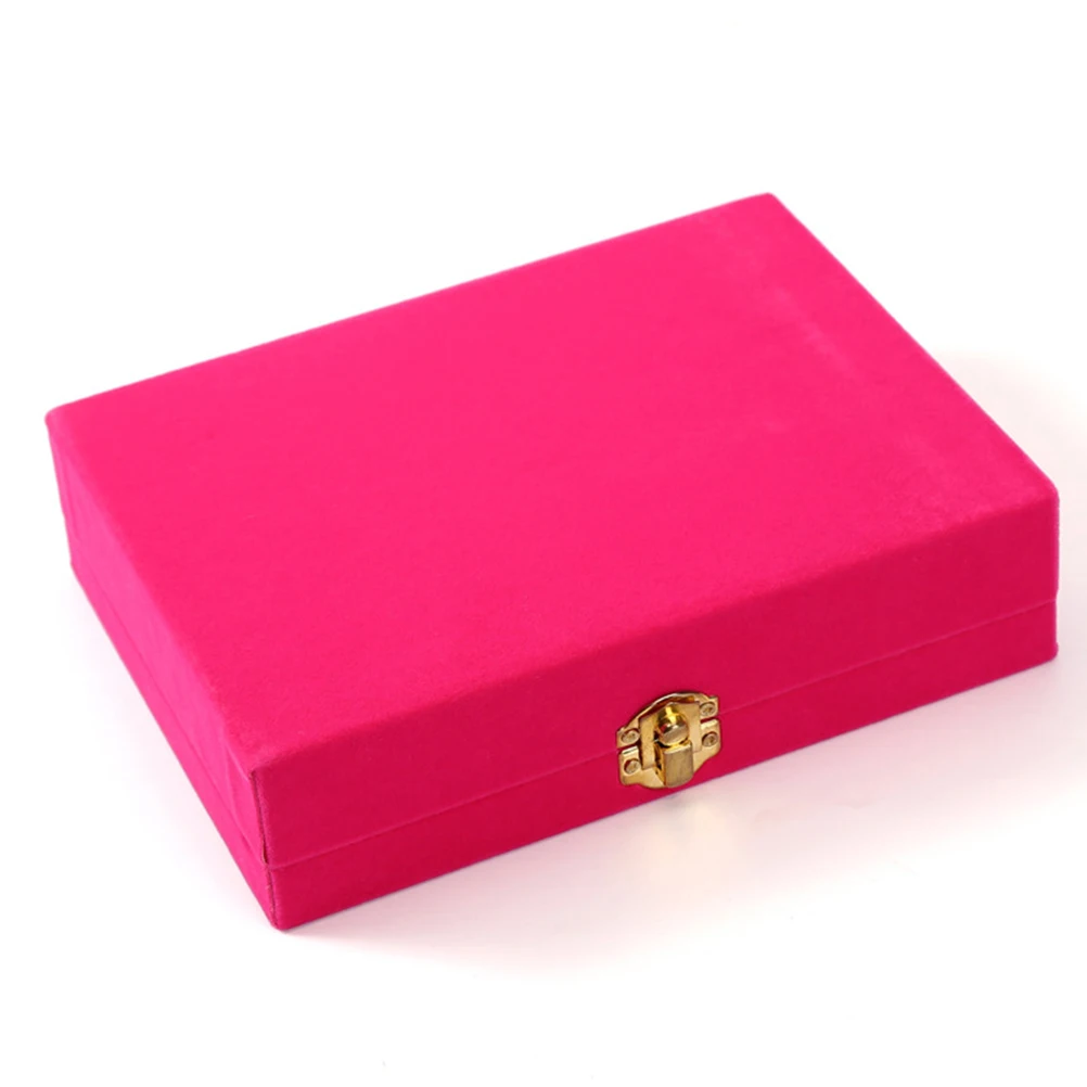 

Organizer Case Box with Gold Single Buckle Trumpets Holder Storage Glass Earrings Rings Jewelry Display (Rosy)