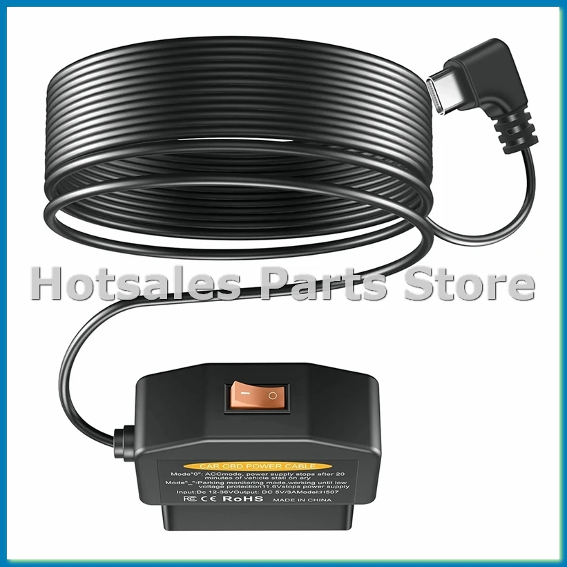 OBD2 OBD Power Cable for Dash Camera, OBD to Type-C USB OBDII Adapter Hardwire Charger Cable, 12-36V to 5V/3A-A86Z