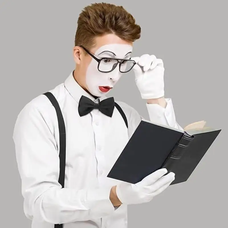 270D Bookish 역할 놀이 복장 성인 Bookish 의상 남성과 여성을위한 중괄호 Bowtie 및 안경 할로윈 코스프레