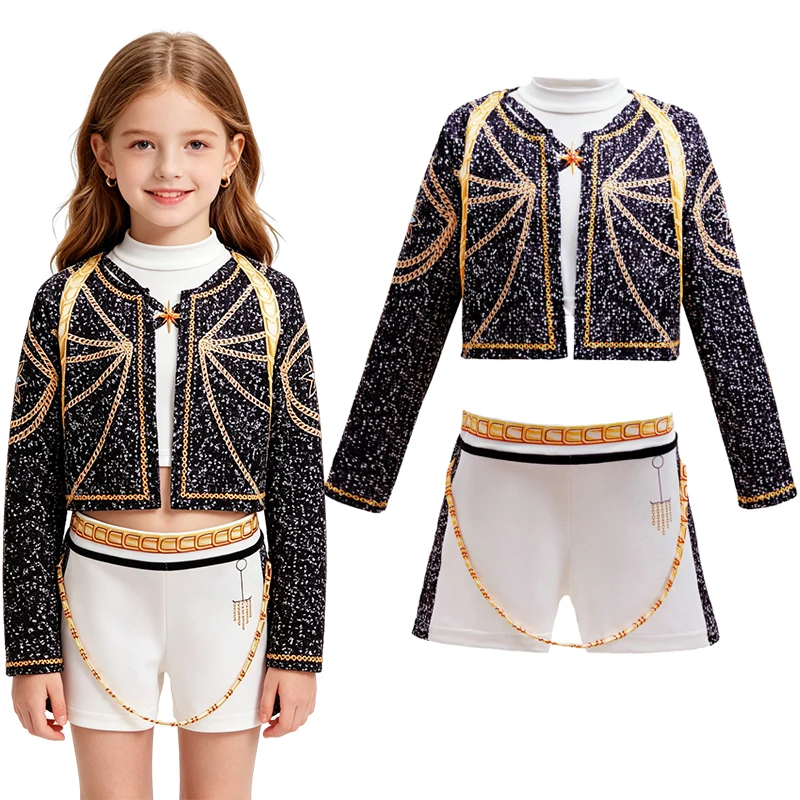 Mädchen 3-teiliges Set Cosplay-Kostüm Bühnenauftritt Verkleidung Uniform Kinderparty-Kostüme 2026 Sommer Modekleidung