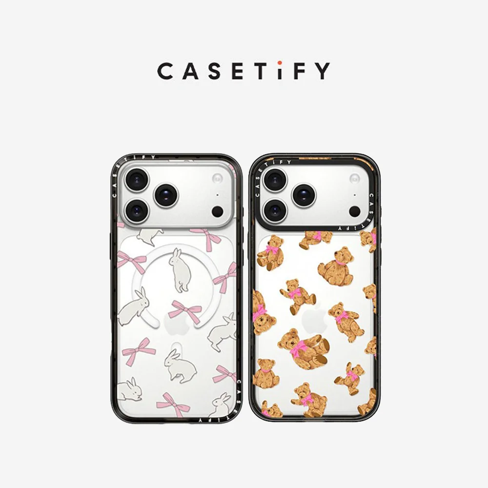 Funda Magnética Antigolpes CASETiFY con Diseño de Osito y Conejito para iPhone 13 14 15 16 17 Pro Max Air Plus