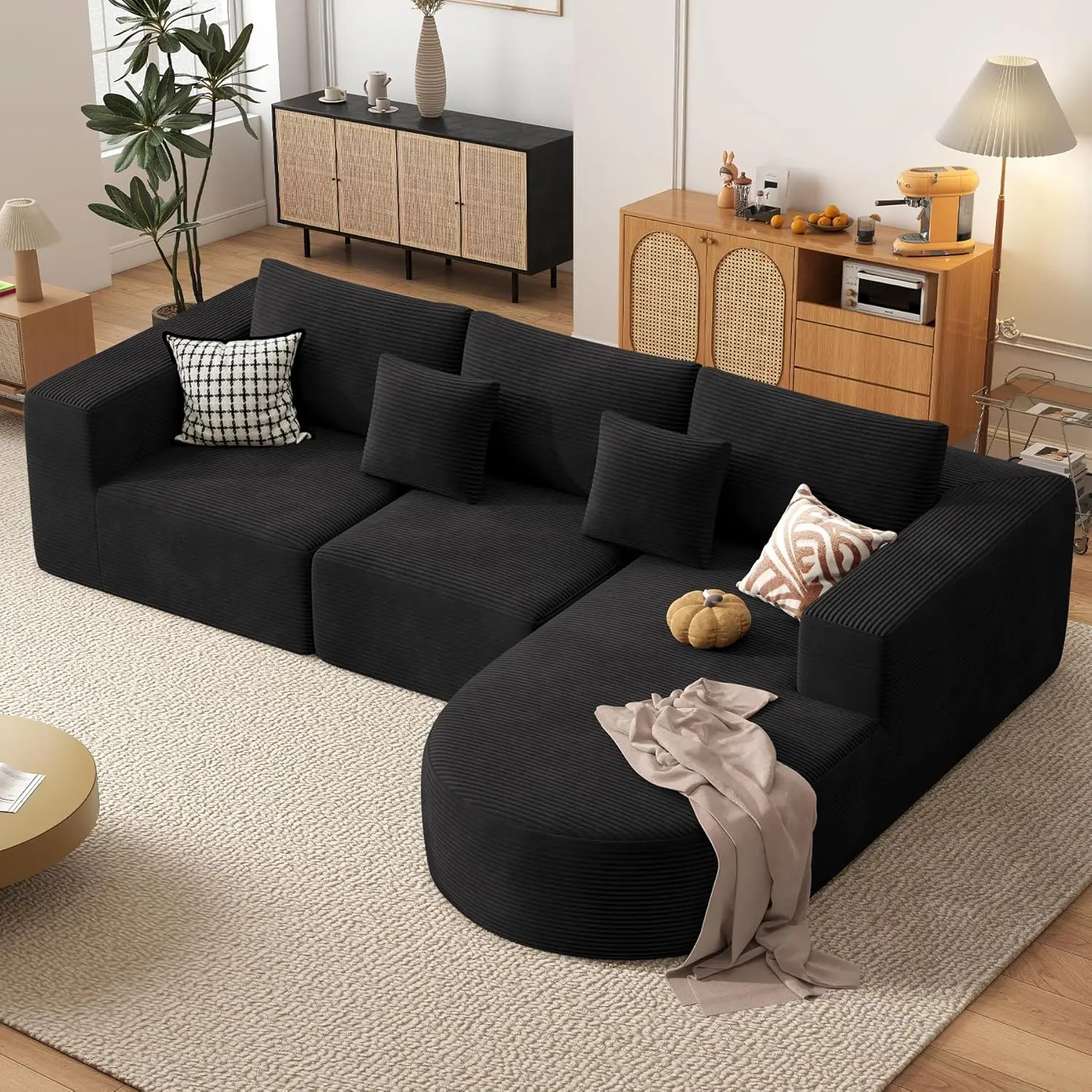 

Boneless Couches for Living Room,Cloud Sectional Couch with L-Shape Chaise,No Assembly Required,1PCS