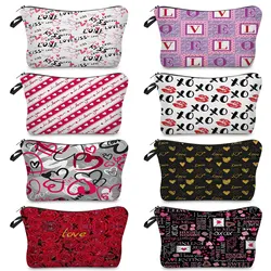 Toiletry Bag Valentine's Day Travel Organizer Makeup Bag Girlfriend Gift Wash Bag Foldable Floral Love Print Women's Portable