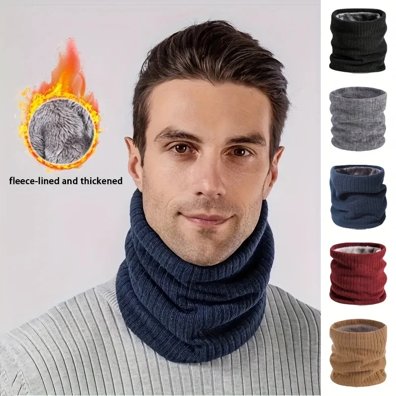 Bufanda de punto cálida para hombre y mujer, bufanda térmica gruesa con forro polar para esquiar, para invierno, a prueba de viento, patinaje, ciclismo, senderismo, máscara cálida