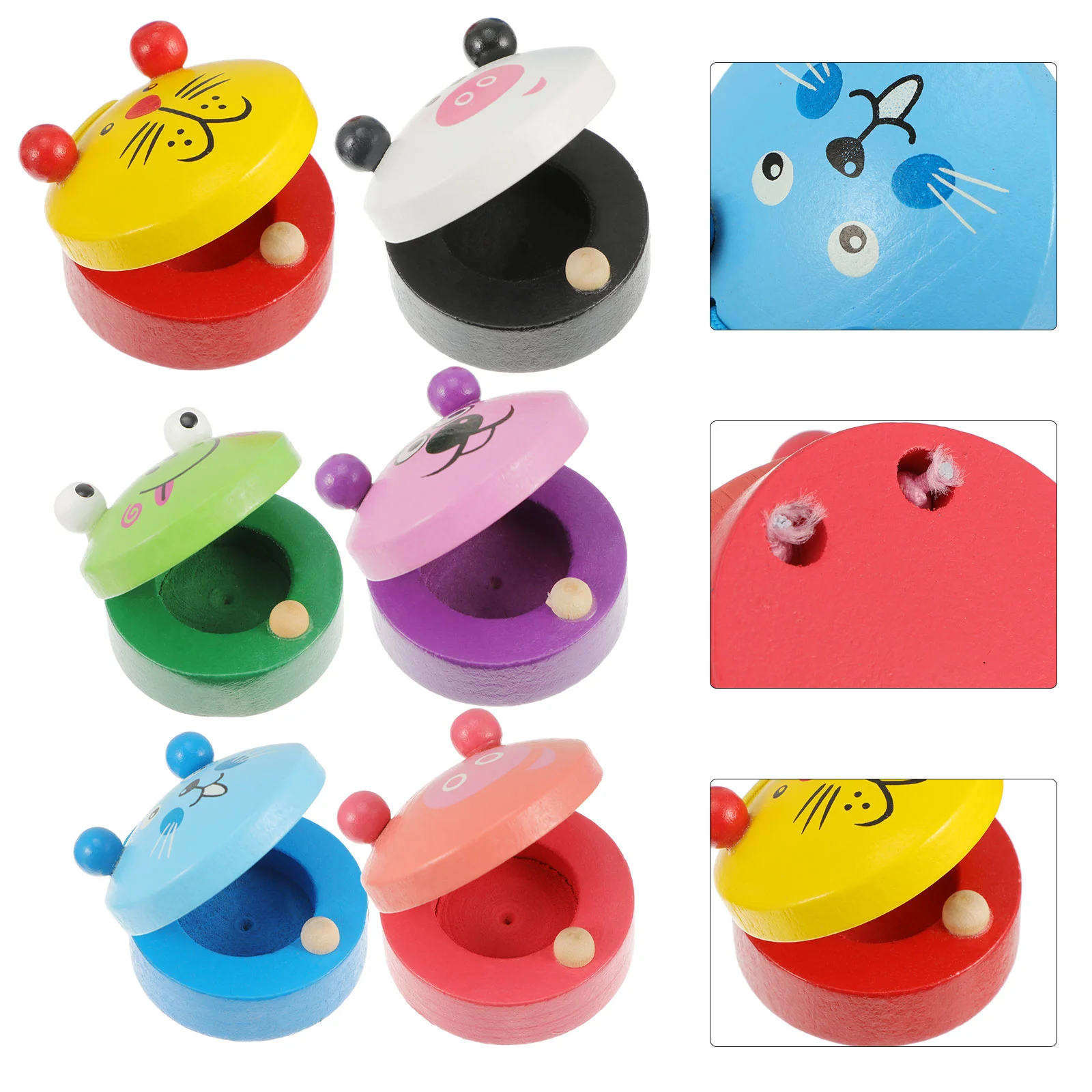 6 Pcs Wooden Castanets Cartoon Musical Instrument Educational Early Toy Percussion Puzzles Animal Toddler Child Baby Toys