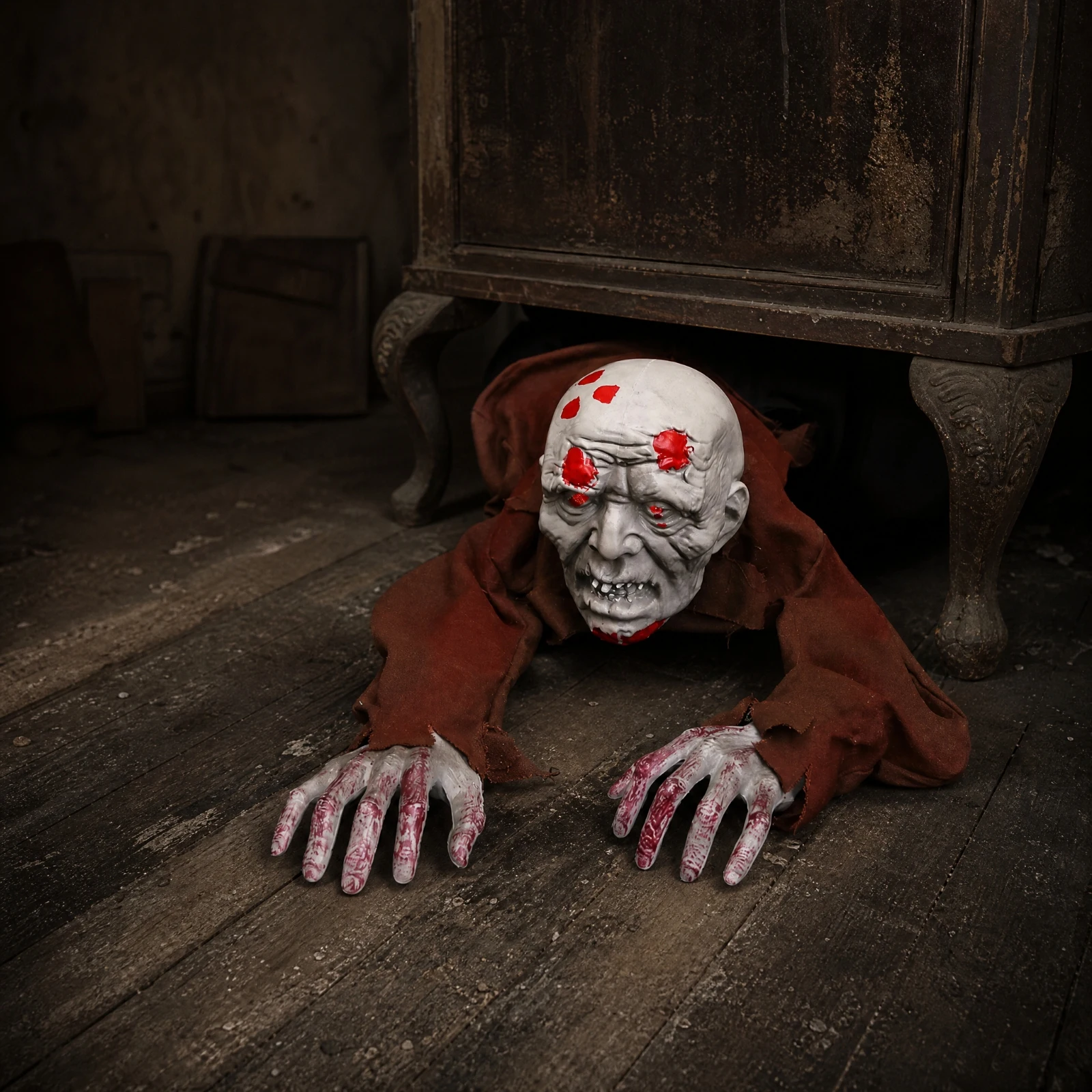 Crawling Ghost Prop Creepy Sound-Activated Crawling Ghost Decoration Bald Elderly Ghoul Prop Easy to Use Indoor Outdoor