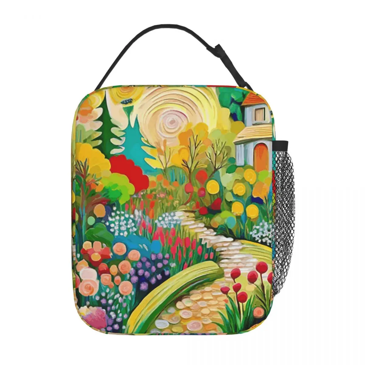 Gustav Klimt Flower Garden With Cottage Insulated Lunch Bag for Women Kids Leakproof Food Boxes Thermal Lunch Box Tote