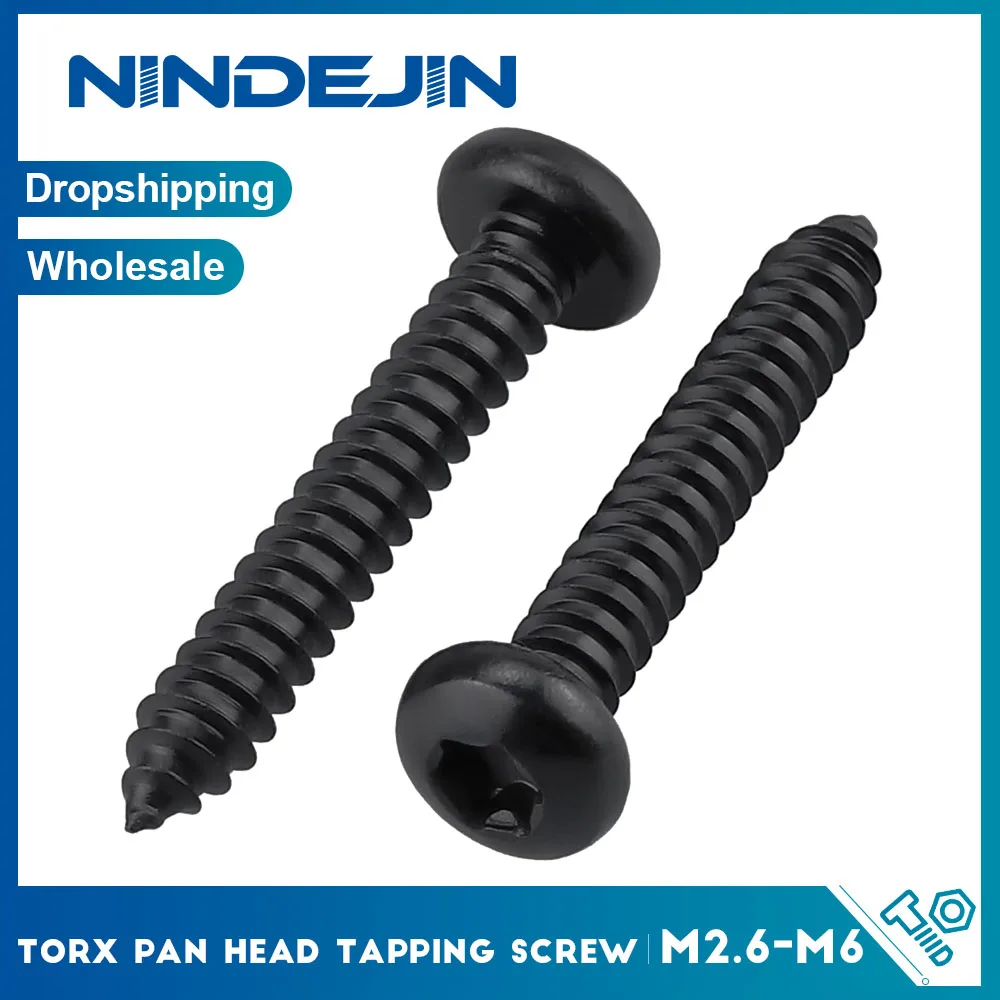 20-50pcs Torx Pan Head Sheet Metal Screws Black 304 Stainless Steel M3 M4 M5 M6 Pan Head Star Drive Self Tapping Screws for Wood