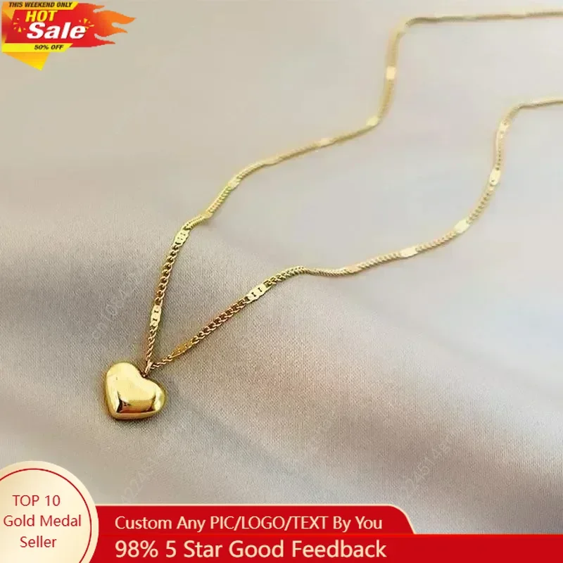 

New Cross-border Couple Cavicle Chain Geometric Heart-shaped Light Luxury Temperament Simple Sweet Love Pendant Necklace Jewelry