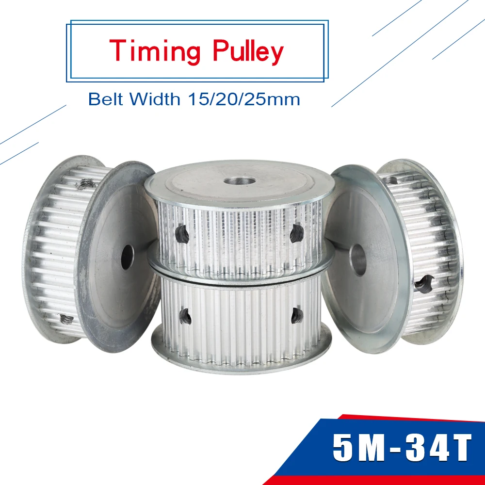 5M-34T Belt Pulley AF Shape Inner Bore 8/10/12/14/15/16/17/19/20 mm Alloy Pulley Wheel Circular Arc Tooth For 5M Timing Belt