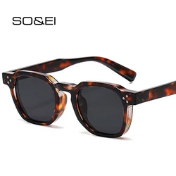 SO&EI New Square Sunglasses Women Retro Rivets Men Trending Sun Glasses UV400