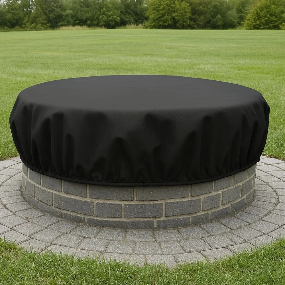Cubierta para fogones Oxford 600D, cubierta protectora impermeable resistente a la intemperie, dobladillo elástico, forma redonda, cubierta para chimenea al aire libre