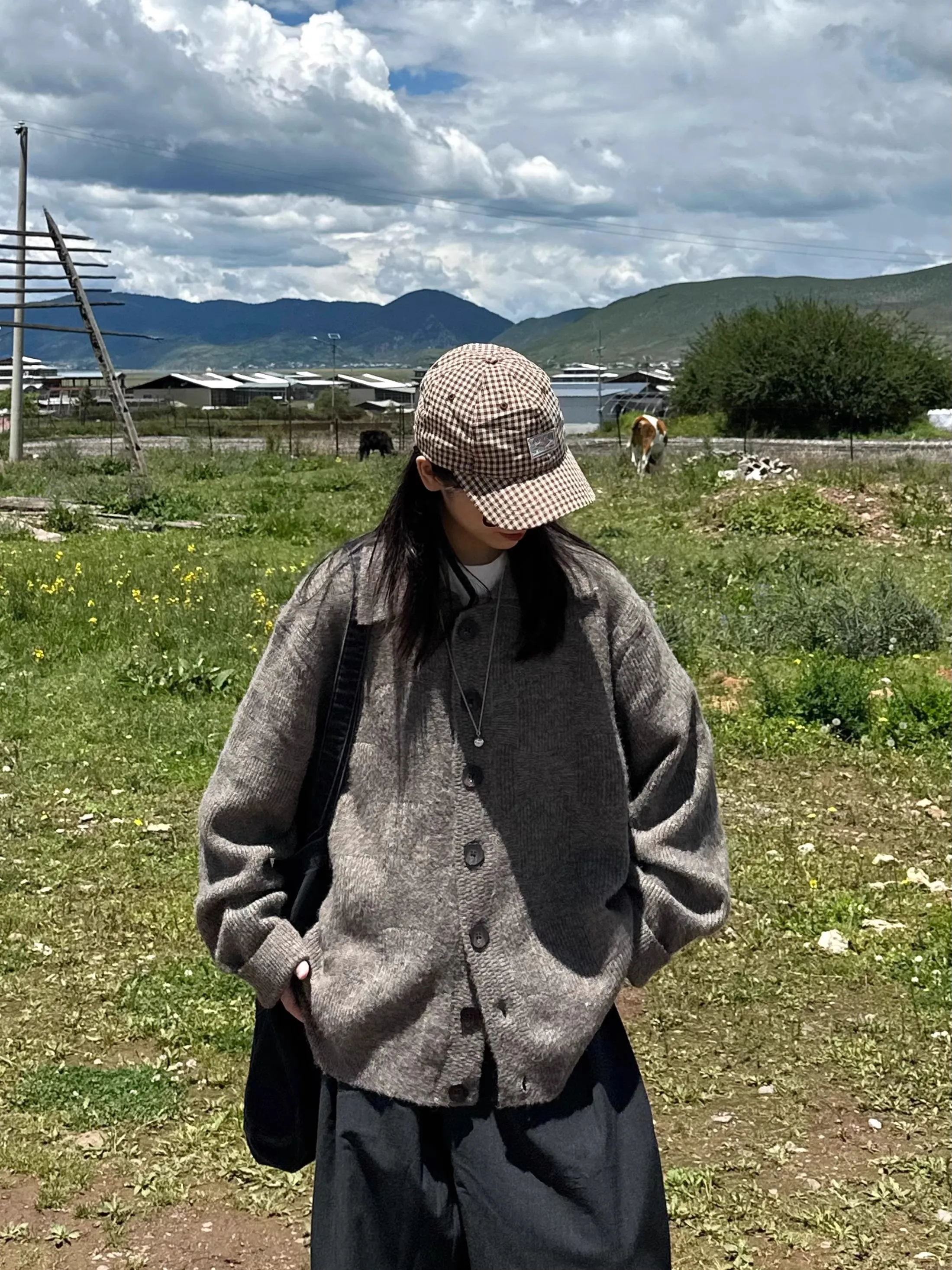 

American Retro Thiened Collar Sweater Coat Men's Loose Lazy Sle Slimming Open Cardigan Knitted Outerwear Autumn Winter