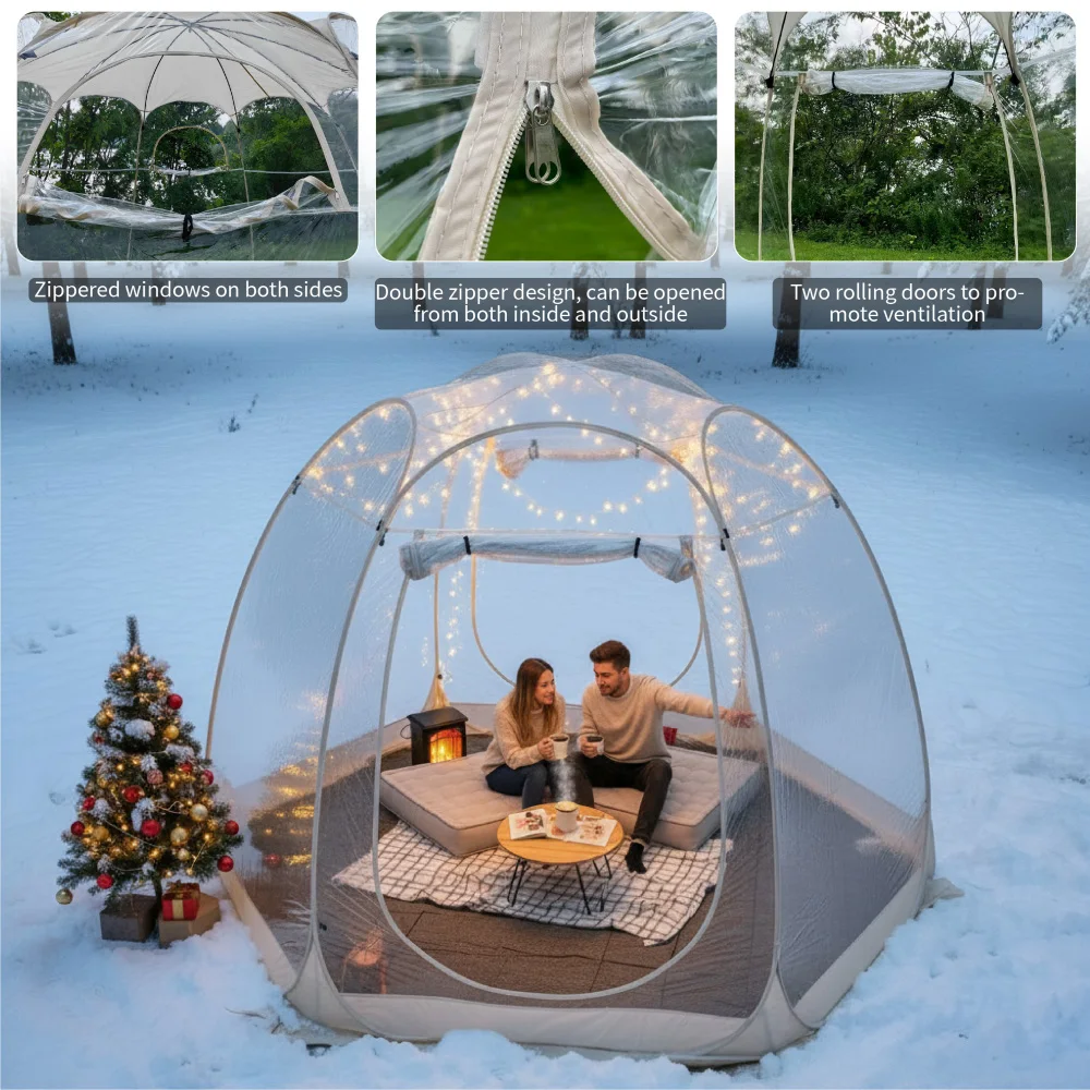 

Large Quick-Set Bubble Tent Portable Outdoor Igloo Extreme Cold Resistant Winter Shelter for Camping And Backyard Use