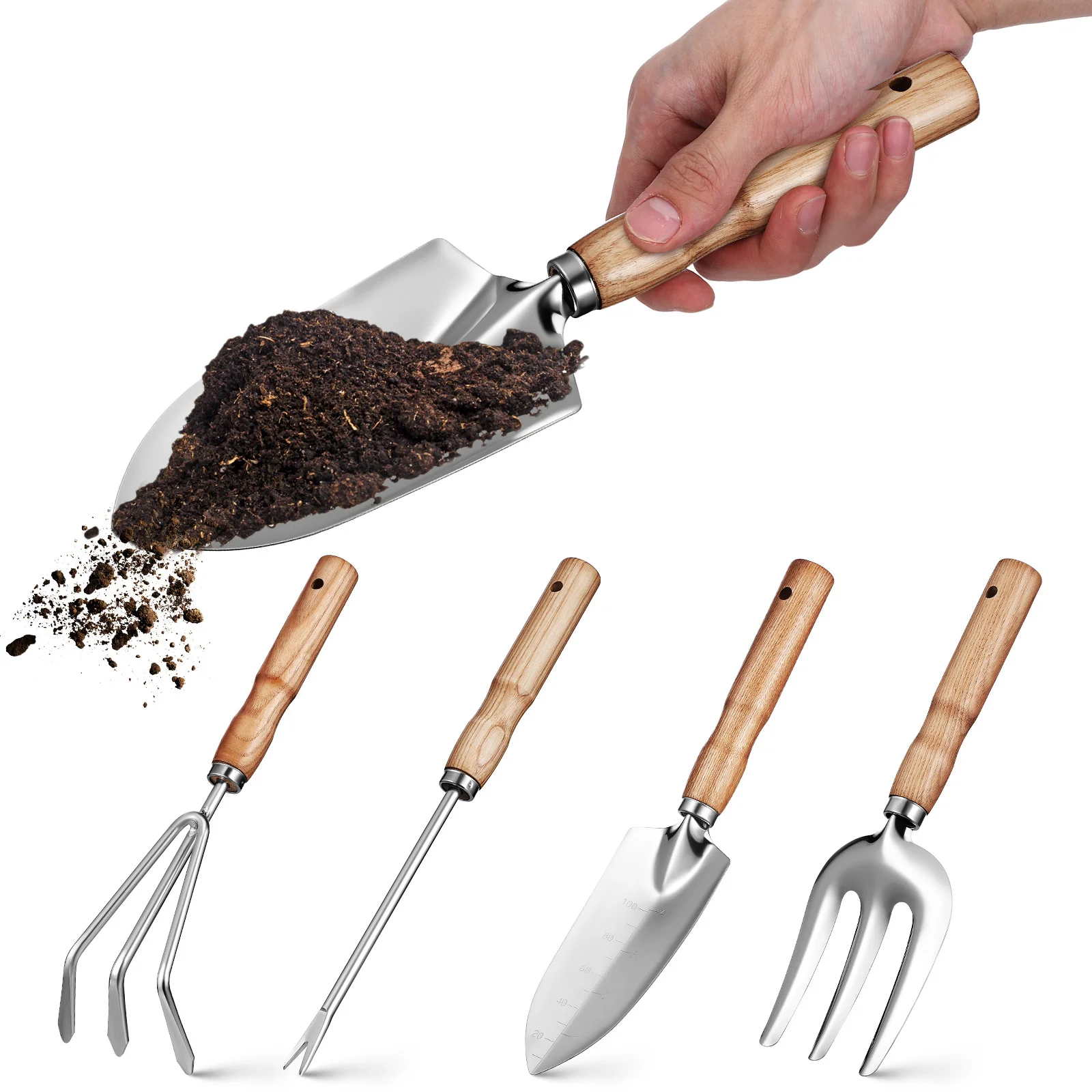 

1Set Garden Tools Set Sturdy Rust Resistant Stainless Steel Gardening Tool Kit Comfortable Grip for Pruning Digging Planting