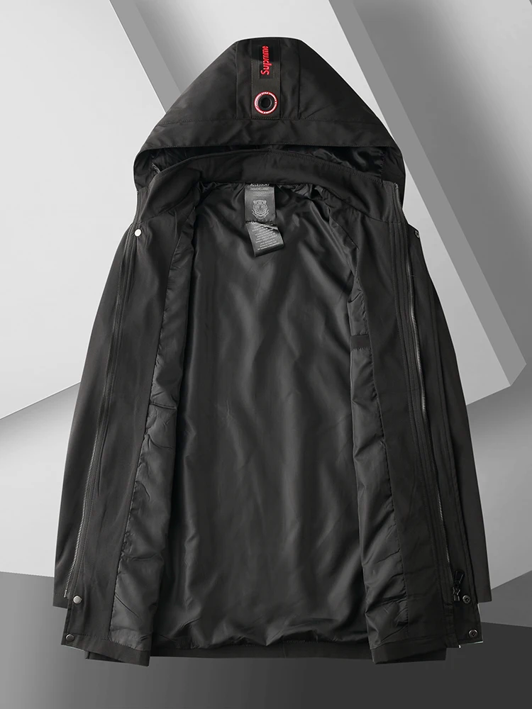 

Casual Mid-Length Men's Windbreaker Jaet plus Size Loose Fit Lightweight Faion Urban Sle Polyester Fiber Zipper Closure