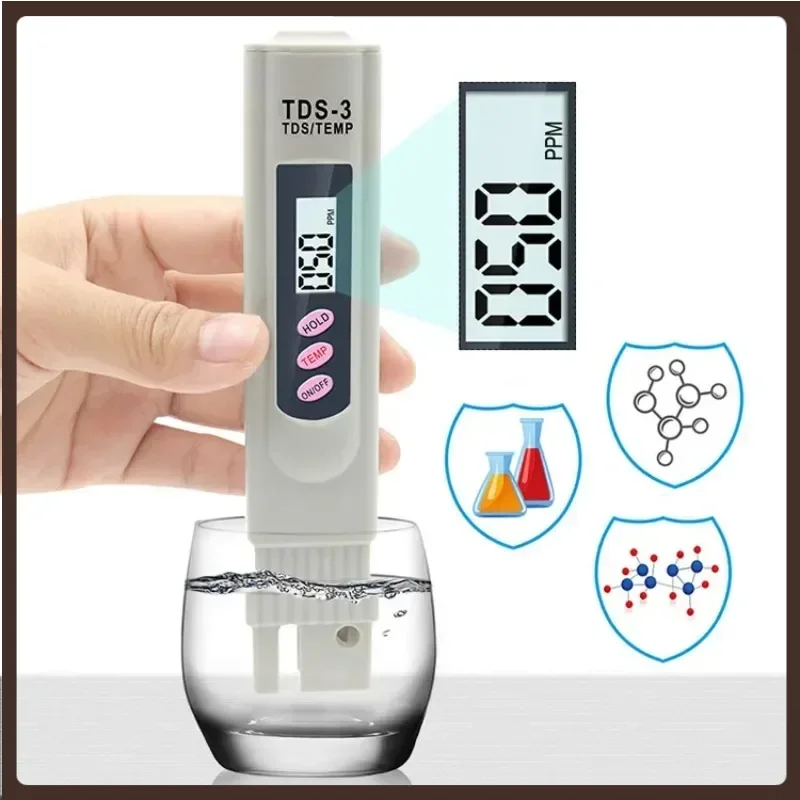 

2-in-1 PPM Water TDS Meter Tester Drinking Water Quality Analyzer Monitor Filter Rapid Test Aquarium Hydroponics Pools PPM TDS-3