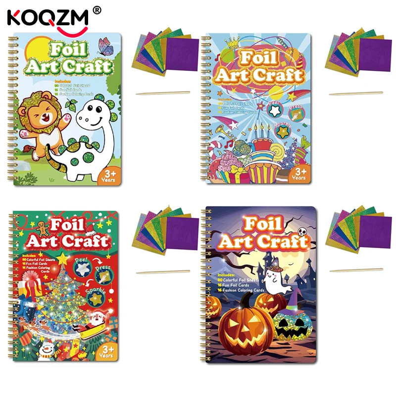 

Фольга Craft Activity No Mess Art Kit Fun Foil Art Для детей и взрослых Магнит Пена Краска с наклейкой Peel And Press Foul Fun Craft Kits
