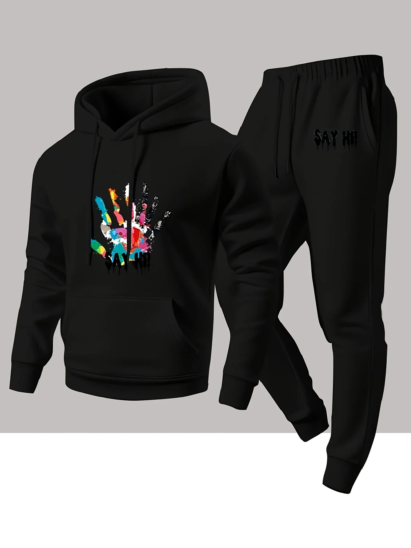 2026 Palm Letter Printed Sportswear Set Men's Hooded Sweatshirt Long Pants Set Spring and Autumn Winter Warm Suit